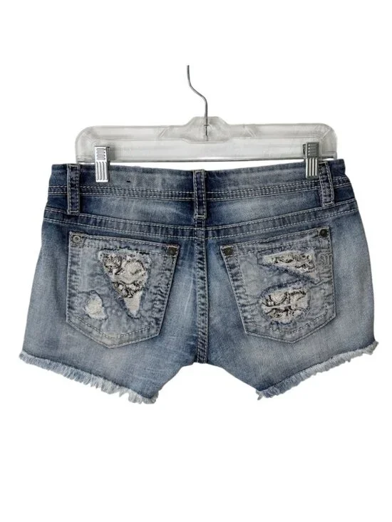 Miss Me Womens Size 29 Signature Short Distressed Denim With Lace Accents USA - Picture 2 of 9